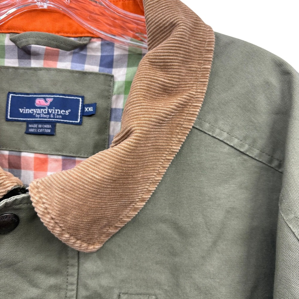 Men's Olive Green Jacket with Brown Collar - Picture 6 of 12